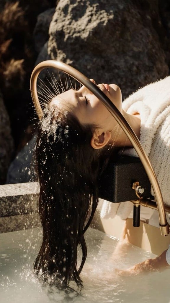Clienta recibiendo un Hygge Head Spa con lavado de cuero cabelludo